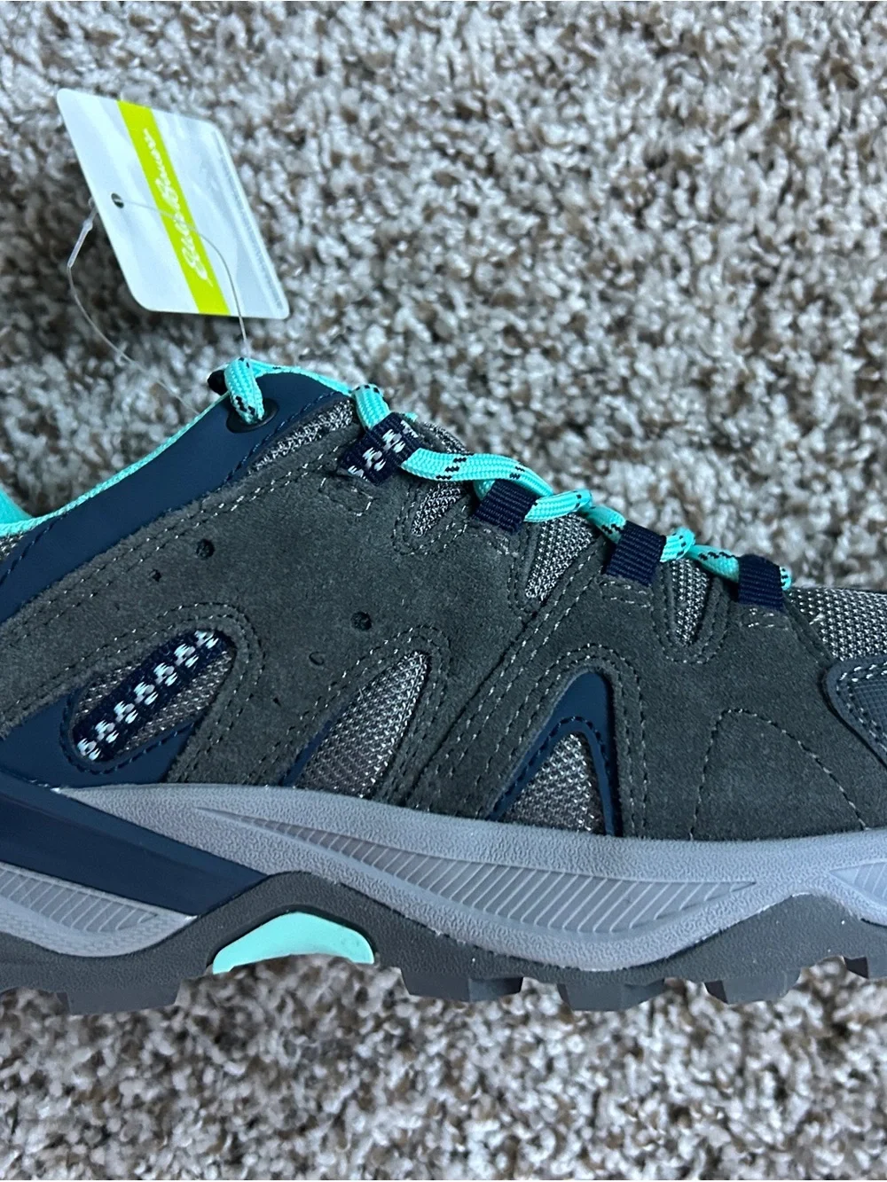 Eddie Bauer Women’s Gray and Teal Lace-Up Hiking Shoes, NWT, size 8